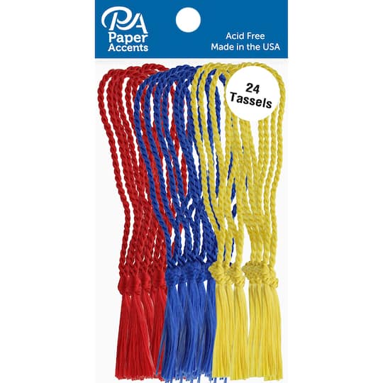 PA Paper&#x2122; Accents Red, Royal &#x26; Maize Tassels, 24ct.
